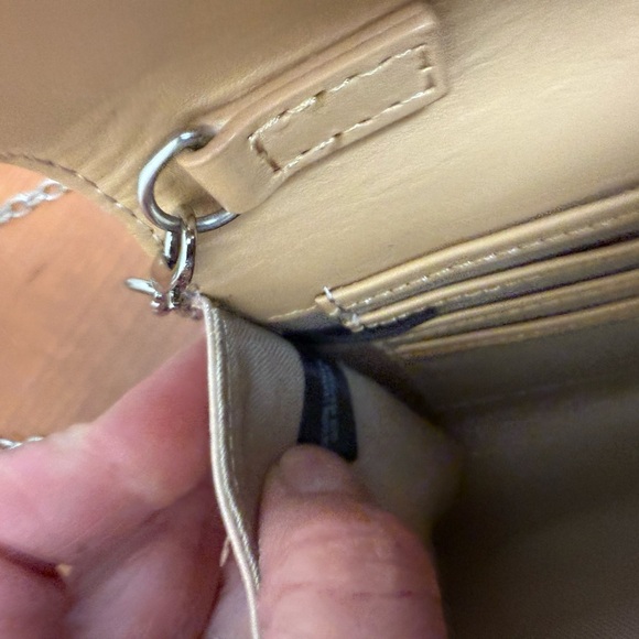 Halogen Tan Crossbody Clutch With Silver Chain EUC - Picture 8 of 12